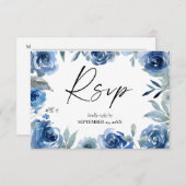 Dusty Blue Floral mit Meetingkarte RSVP (Vorne/Hinten)