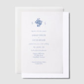 Dusty Blue Floral Mit Monogramm Floral Wedding Pergament Einladungen (Versetzt)