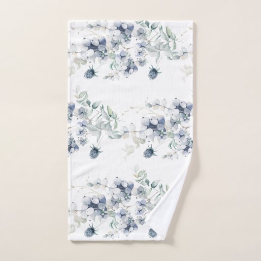 Dusty Blue Floral Mit Monogramm Handtuch Set (Handtuch)