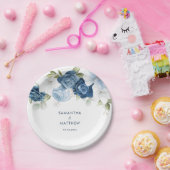 Dusty Blue Floral Moderne Custom Wedding Pappteller (Party)