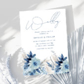 Dusty Blue Floral Moderne Elegante Hochzeit Einladung