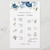 Dusty Blue Floral Modernes Hochzeitsprogramm Briefpapier (Vorderseite)