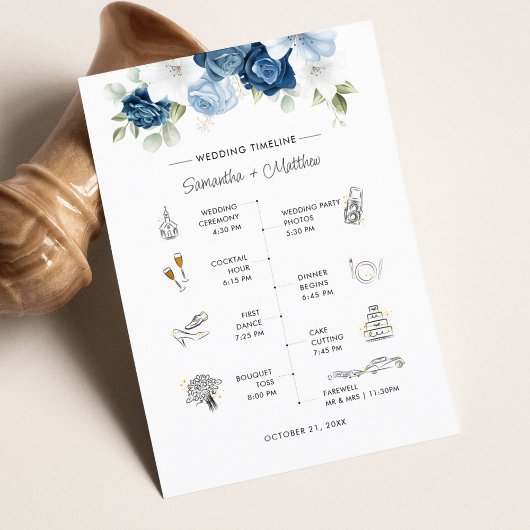 Dusty Blue Floral Modernes Hochzeitsprogramm Briefpapier