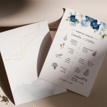 Dusty Blue Floral Modernes Hochzeitsprogramm