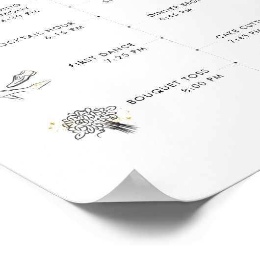 Dusty Blue Floral Modernes Hochzeitsprogramm Poster (Ecke)