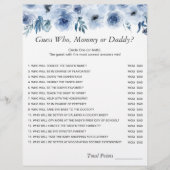 Dusty Blue Floral Mommy oder Daddy Baby Shower Gam Flyer (Vorne)