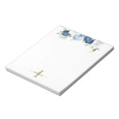 Dusty Blue Floral Monogram Eukalyptus Script Name Notizblock (Rotiert)