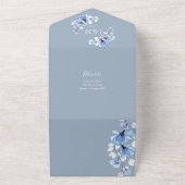 Dusty Blue Floral Monogram QR Code Wedding All In One Einladung (Außenbereich)