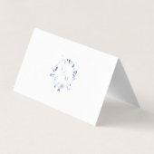 Dusty Blue Floral Monogram Wedding Place Card (Rückseite)