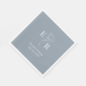 Dusty Blue Floral Monogram Wedding Serviette (Ecke)