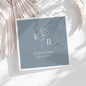 Dusty Blue Floral Monogram Wedding Serviette