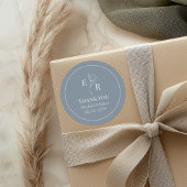Dusty Blue Floral Monogram Wedding Vielen Dank Runder Aufkleber