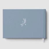 Dusty Blue Floral Monogrammed Calligraphy Wedding Gästebuch (Rückseite)