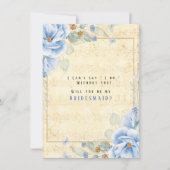 Dusty Blue Floral Music wird meine Bridesmaid sein Einladung (Vorderseite)