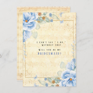 Dusty Blue Floral Music wird meine Bridesmaid sein Einladung