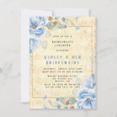 Dusty Blue Floral Musical Bridesmaids Luncheon Einladung (Vorderseite)