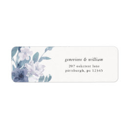 Dusty Blue Floral on Cream Wedding Address Label