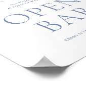 Dusty Blue Floral Open Bar Wedding Sign Poster (Ecke)