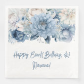Dusty Blue Floral Party Napkins Serviette (Vorderseite)