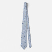 Dusty Blue Floral Pattern Wedding Tie Krawatte (Vorderseite)
