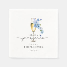 Dusty Blue Floral Petals & Prosecco Brautparty Serviette