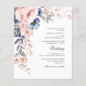 Dusty Blue Floral Pink Watercolor Wedite (Vorderseite)