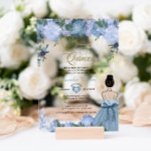 Dusty Blue Floral Princess Mis Quince Quinceañera Acryleinladungen