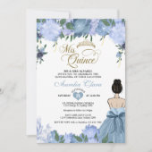 Dusty Blue Floral Princess Mis Quince Quinceañera Einladung (Vorderseite)