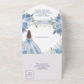 Dusty Blue Floral Prinzessin Quinceañera 15 Anos All In One Einladung (Außenbereich)