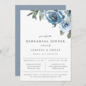 Dusty Blue Floral Probe Dinner Ankündigung (Vorne/Hinten)