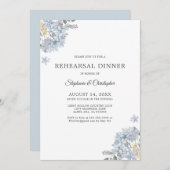 Dusty Blue Floral Probe Dinner Einladung (Vorne/Hinten)