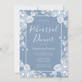 Dusty Blue Floral Probe Dinner Einladung