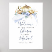 Dusty Blue Floral Pumpkins Hochzeit im Herbst Will Poster (Vorne)