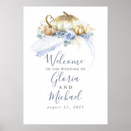 Dusty Blue Floral Pumpkins Hochzeit im Herbst Will Poster