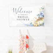 Dusty Blue Floral Pumpkins jedes Party Willkommen Banner (Insitu)