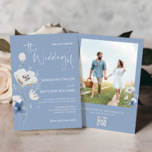 Dusty Blue Floral QR Code UAWG Hochzeit