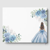 Dusty Blue Floral Quinceañera Gästebuch (Rückseite)