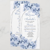 Dusty Blue Floral Quinceanera Programm (Vorne/Hinten)
