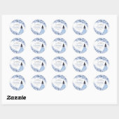 Dusty Blue Floral Quinceanera Round Stickers (Blatt)