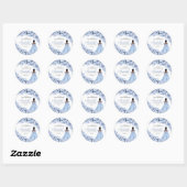 Dusty Blue Floral Quinceanera Round Stickers (Blatt)