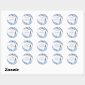 Dusty Blue Floral Quinceanera Round Stickers (Blatt)