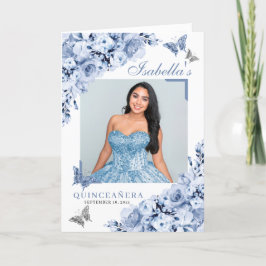 Dusty Blue Floral Quinceanera Tiara Butterflies Programm