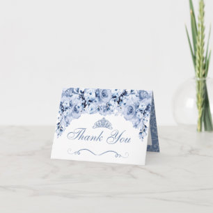 Dusty Blue Floral Quinceanera Vielen Dank für Ihre Einladung
