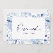 Dusty Blue Floral Reserved Seating Card Einladung (Vorderseite)
