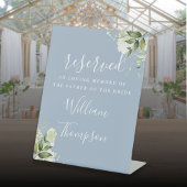 Dusty Blue Floral Reserviert Vatermutter Memorial Sockelschild