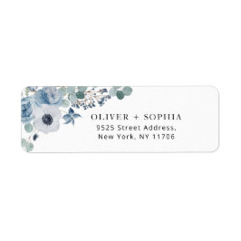 Dusty blue floral Return Address Label