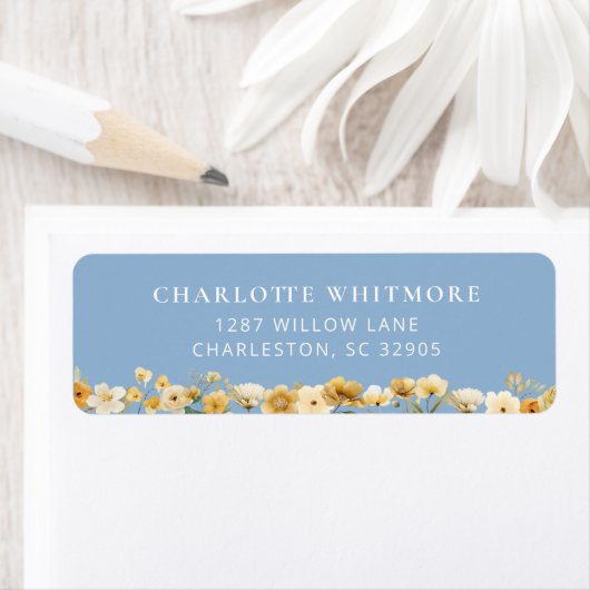 Dusty Blue Floral Return Address Label (Insitu)