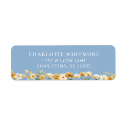 Dusty Blue Floral Return Address Label