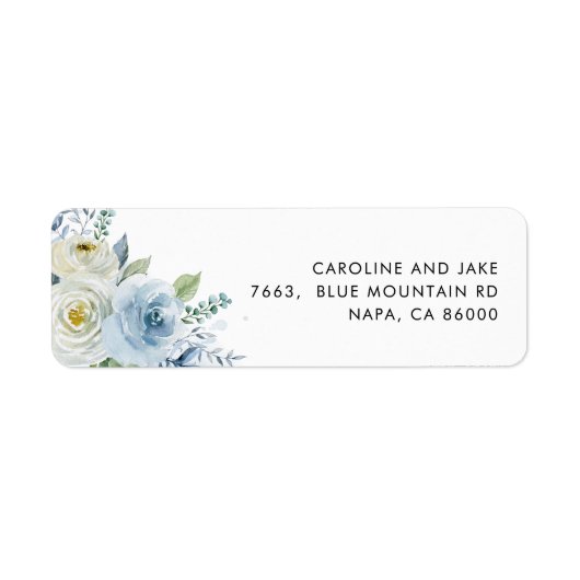 Dusty Blue Floral Return Address Label (Vorne)