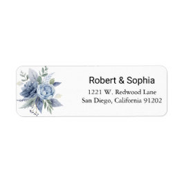 Dusty Blue Floral Return Address Label